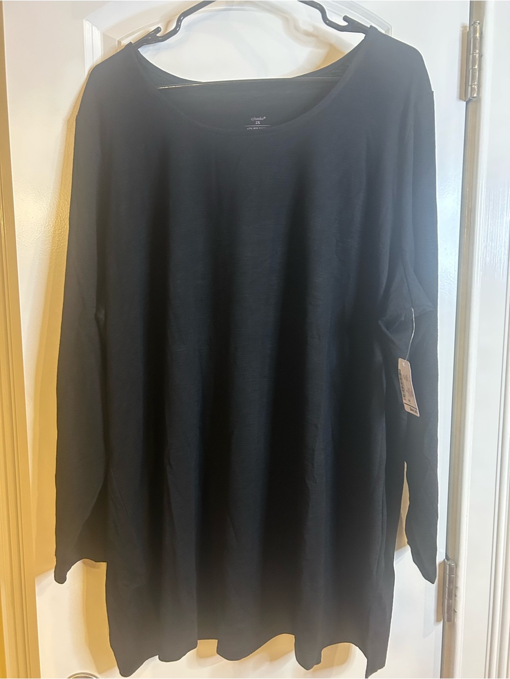 CJ Banks Black Long Sleeve Crewneck Shirt